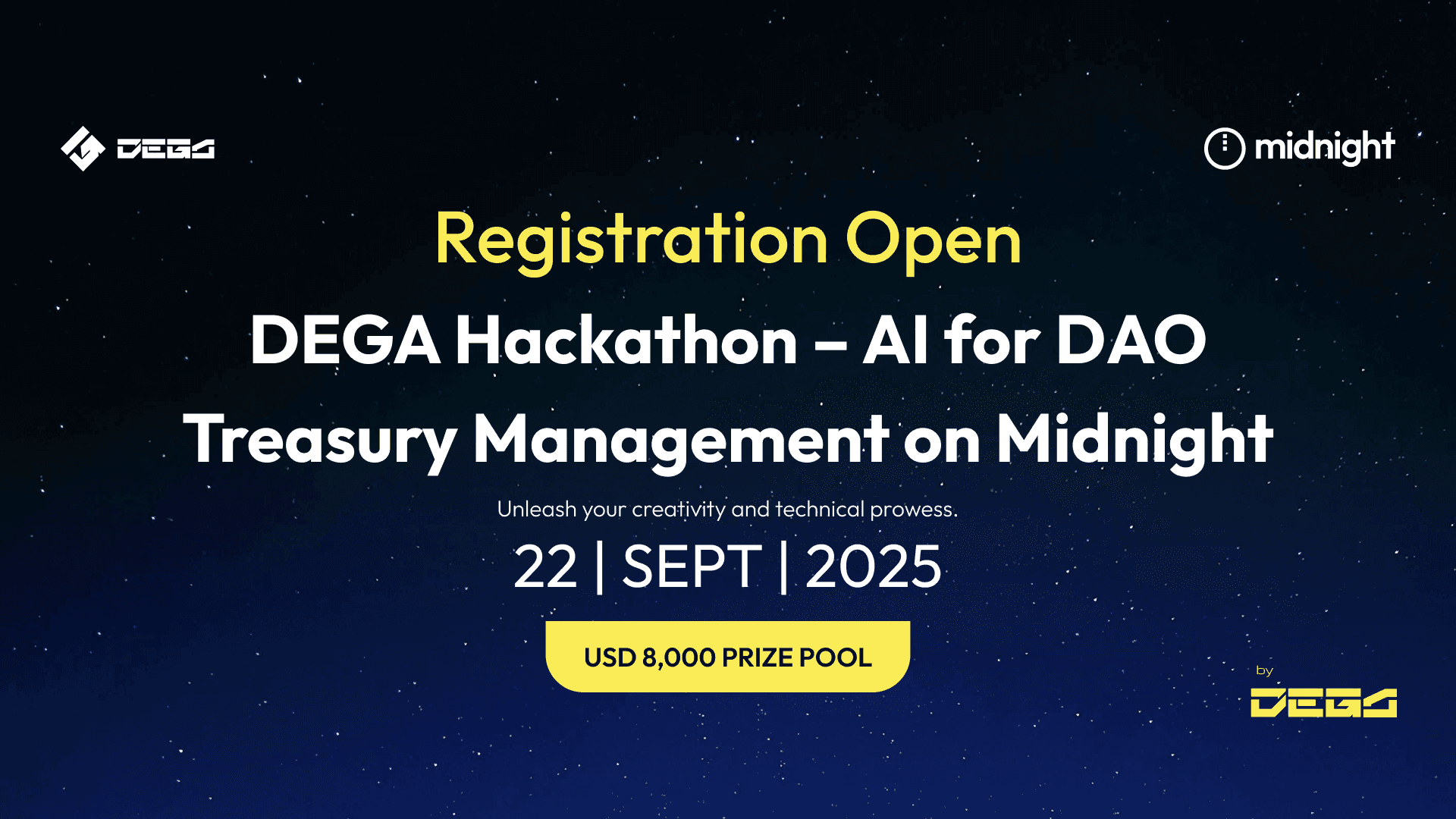 DEGA Hackathon - AI for DAO Treasury Management Hackathon on Midnight banner